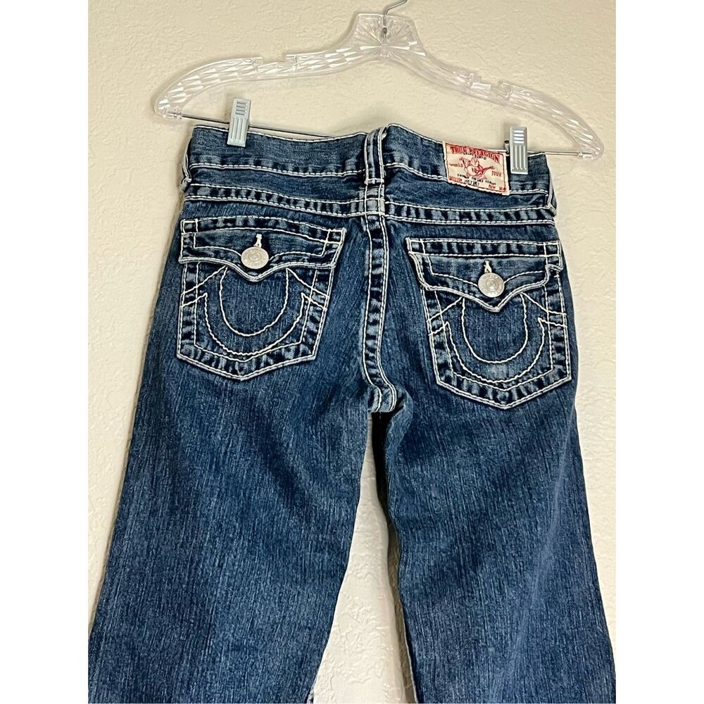 True Religion Jeans Women's 14 Disco Joey Big T Flared Leg Dark Denim Low Rise - Picture 1 of 4